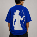 Men's Blue Archer Warrior Rama Graphic DTF Printed Oversized T-shirt