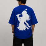 Men's Blue Krishna Flute Graphic DTF Printed Oversized T-shirt