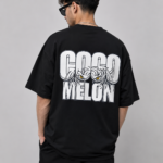 Men's Black Coco Melon Graphic DTF Printed Oversized T-shirt