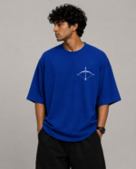 Men's Blue Archer Warrior Rama Graphic DTF Printed Oversized T-shirt - Image 2