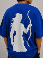 Men's Blue Archer Warrior Rama Graphic DTF Printed Oversized T-shirt - Image 3