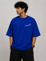 Men's Blue Krishna Flute Graphic DTF Printed Oversized T-shirt - Image 3