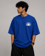 Men's Blue Mythical Warrior Karna Graphic DTF Printed Oversized T-shirt - Image 3