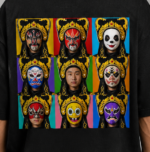 Men's Black Colour Opera Mask Graphic DTF Printed Oversized T-shirt - Image 3