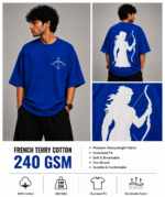 Men's Blue Archer Warrior Rama Graphic DTF Printed Oversized T-shirt - Image 4