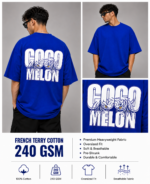 Men's Blue Coco Melon Graphic DTF Printed Oversized T-shirt - Image 4