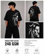 Men's Black Lion Face Graphic DTF Printed Oversized T-shirt - Image 5