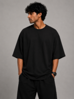 Men's Black Japanese Samurai Flame Graphic DTF Printed Oversized T-shirt - Image 3