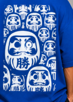 Men's Blue Japanese Daruma Graphic DTF Printed Oversized T-shirt - Image 4